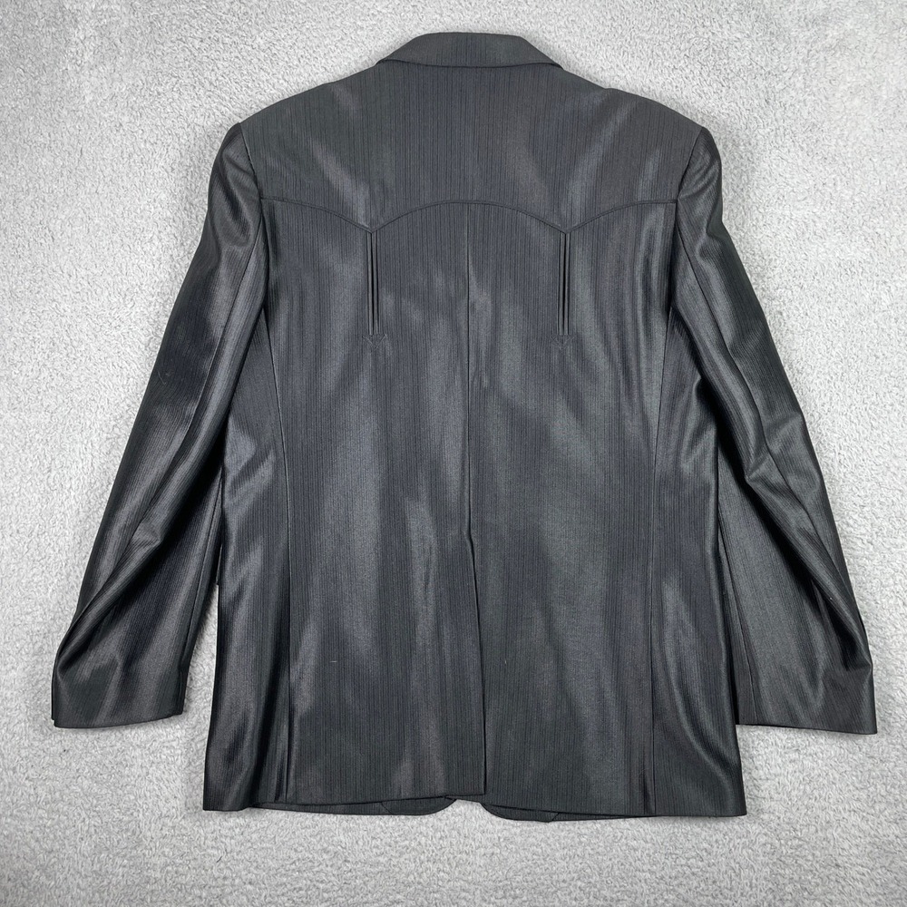 VTG Pagano West Western Suit Mens Black Textured 2PC Blazer 42R Trousers 34 - Picture 4 of 16